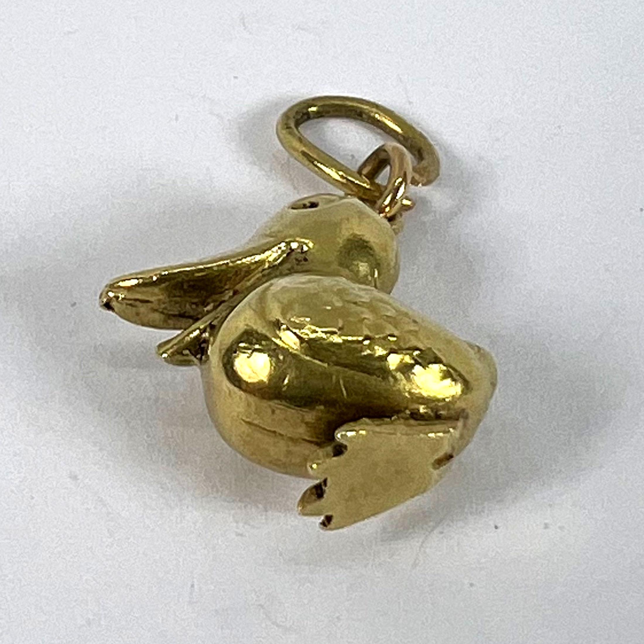 Vintage 18K Yellow Gold Duck Bird Charm Pendant For Sale 9