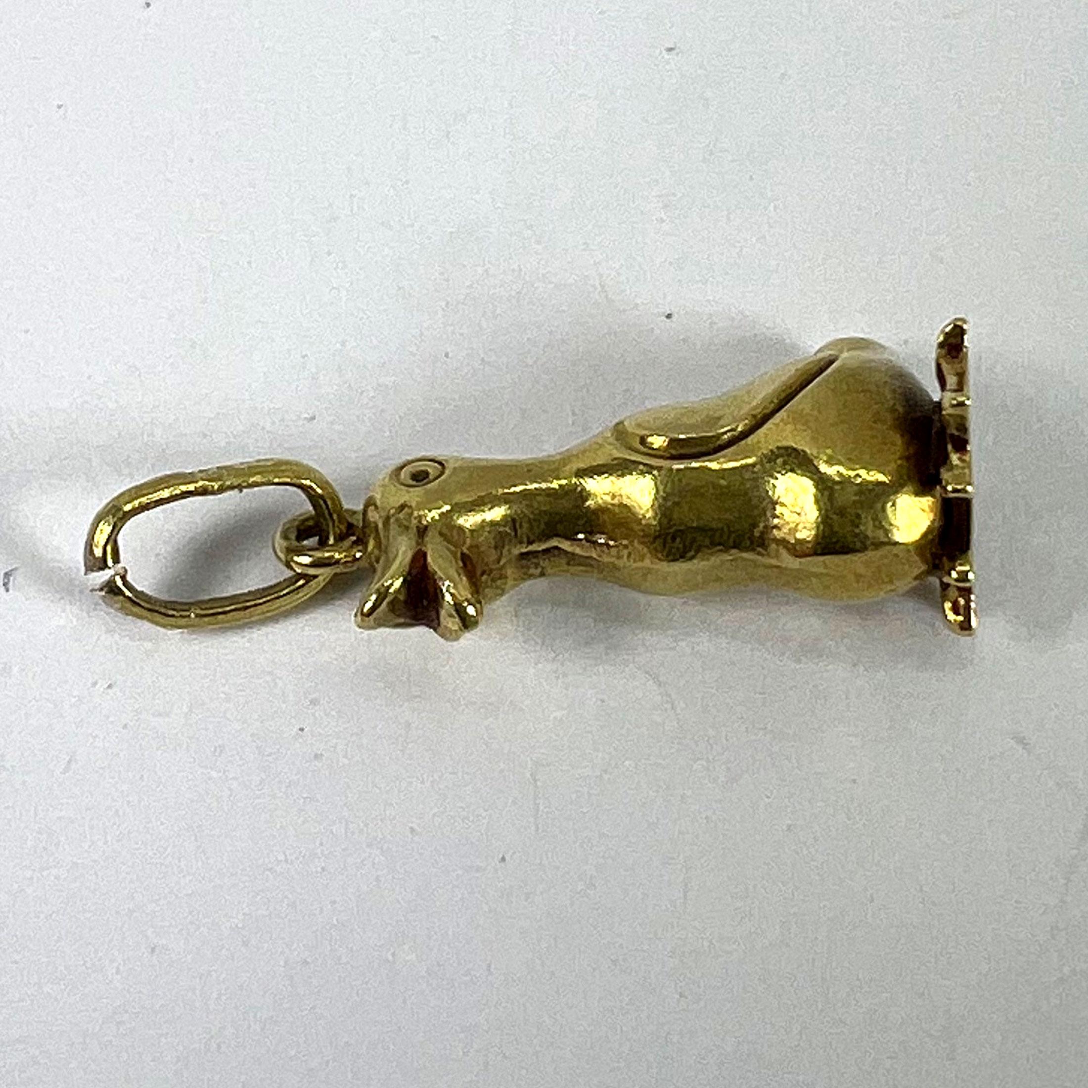 Vintage 18K Yellow Gold Duck Bird Charm Pendant For Sale 9