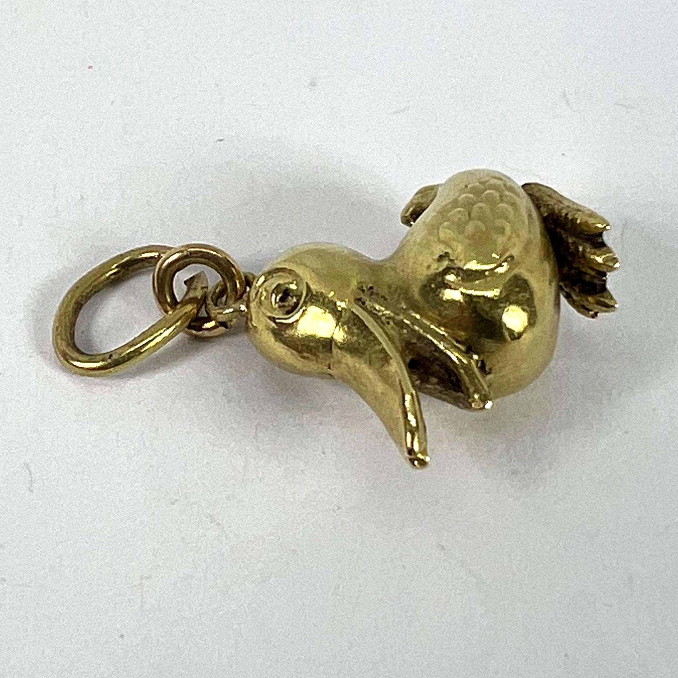 Vintage 18K Yellow Gold Duck Bird Charm Pendant For Sale 10