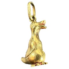 Vintage 18K Yellow Gold Duck Bird Charm Pendant