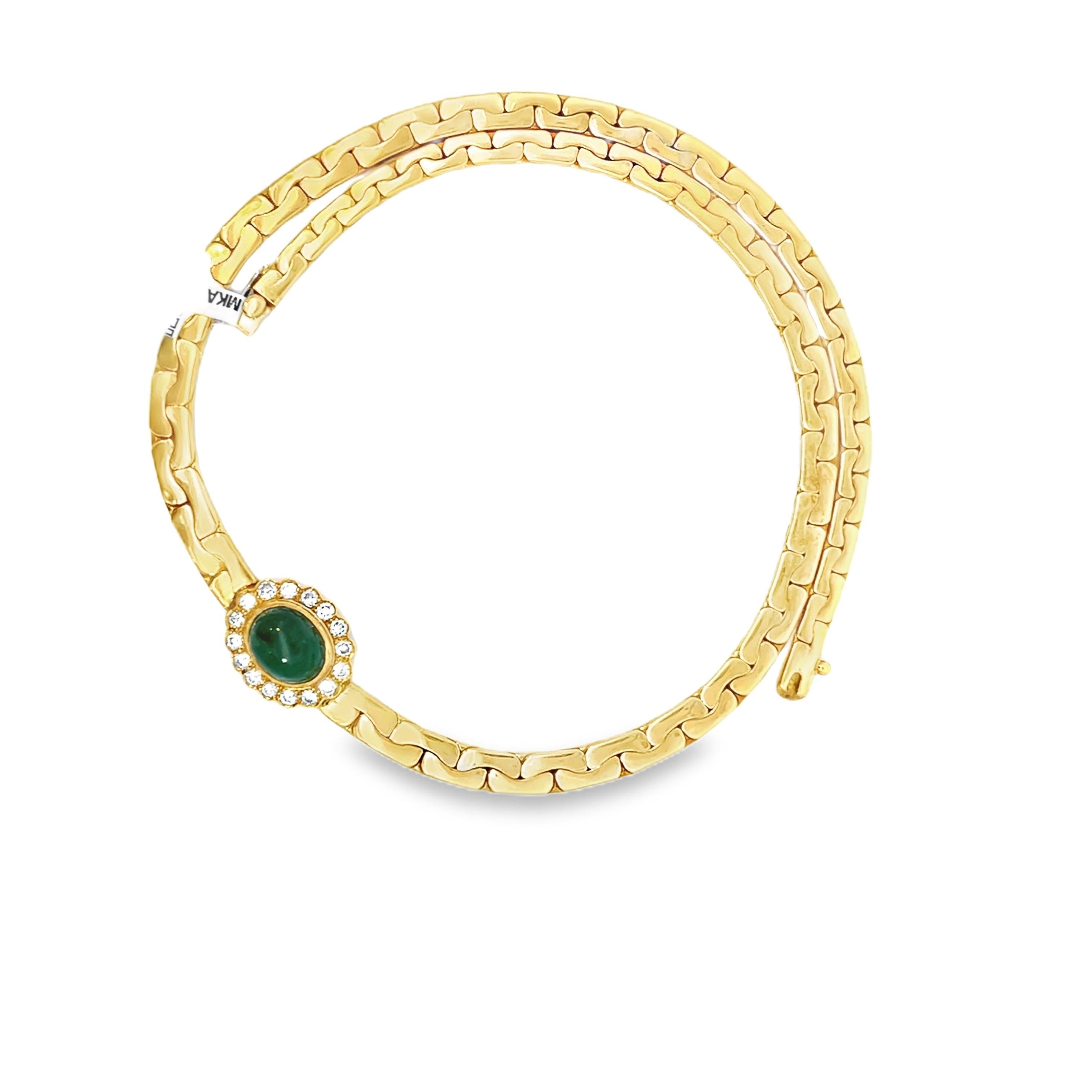 Vintage 18K Yellow Gold Emerald and Diamond Pendant Chain Necklace For Sale 4