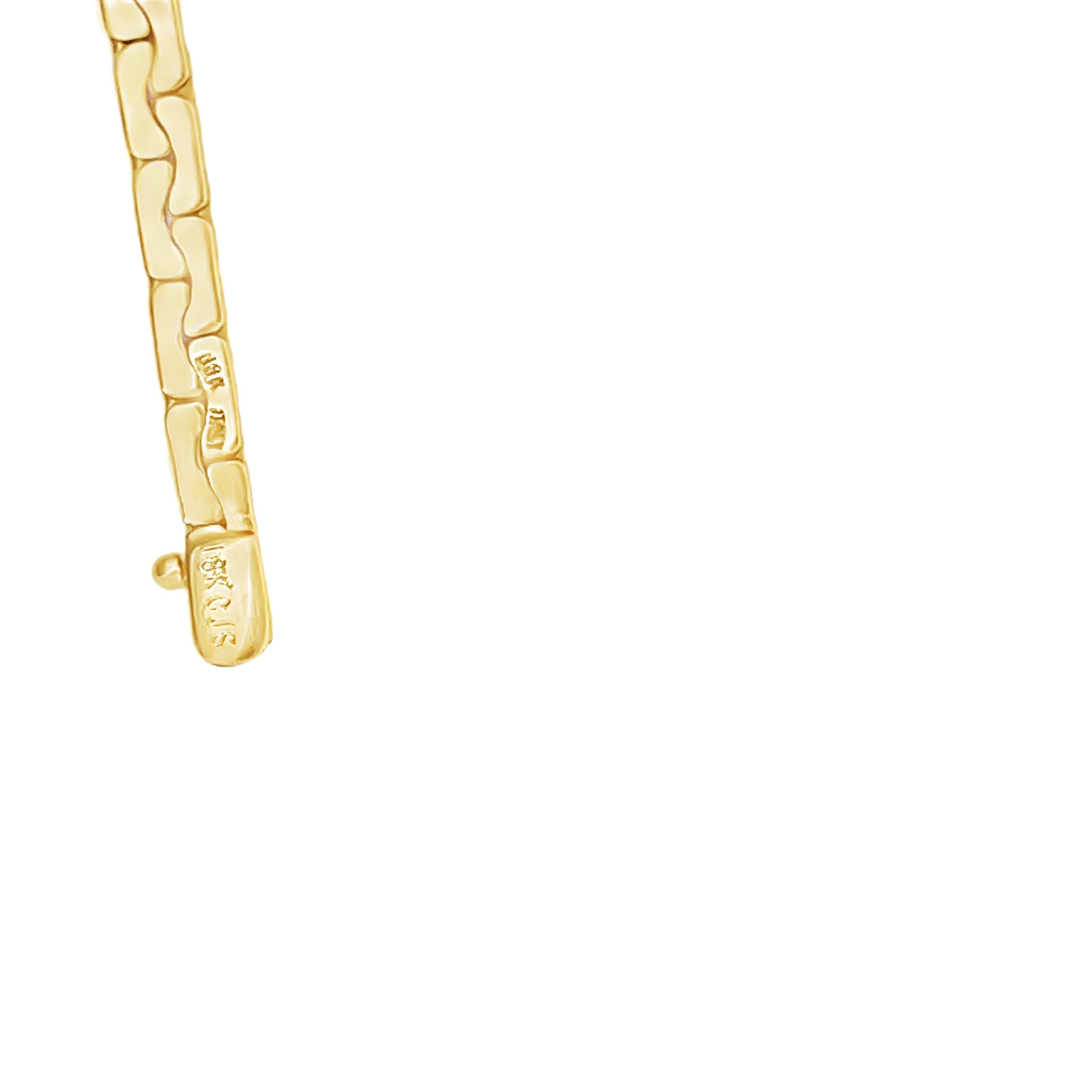 Women's or Men's Vintage 18K Yellow Gold Emerald and Diamond Pendant Chain Necklace For Sale