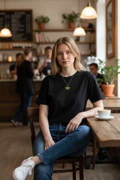 Vintage 18K Yellow Gold Enamel Butterfly Pendant Necklace