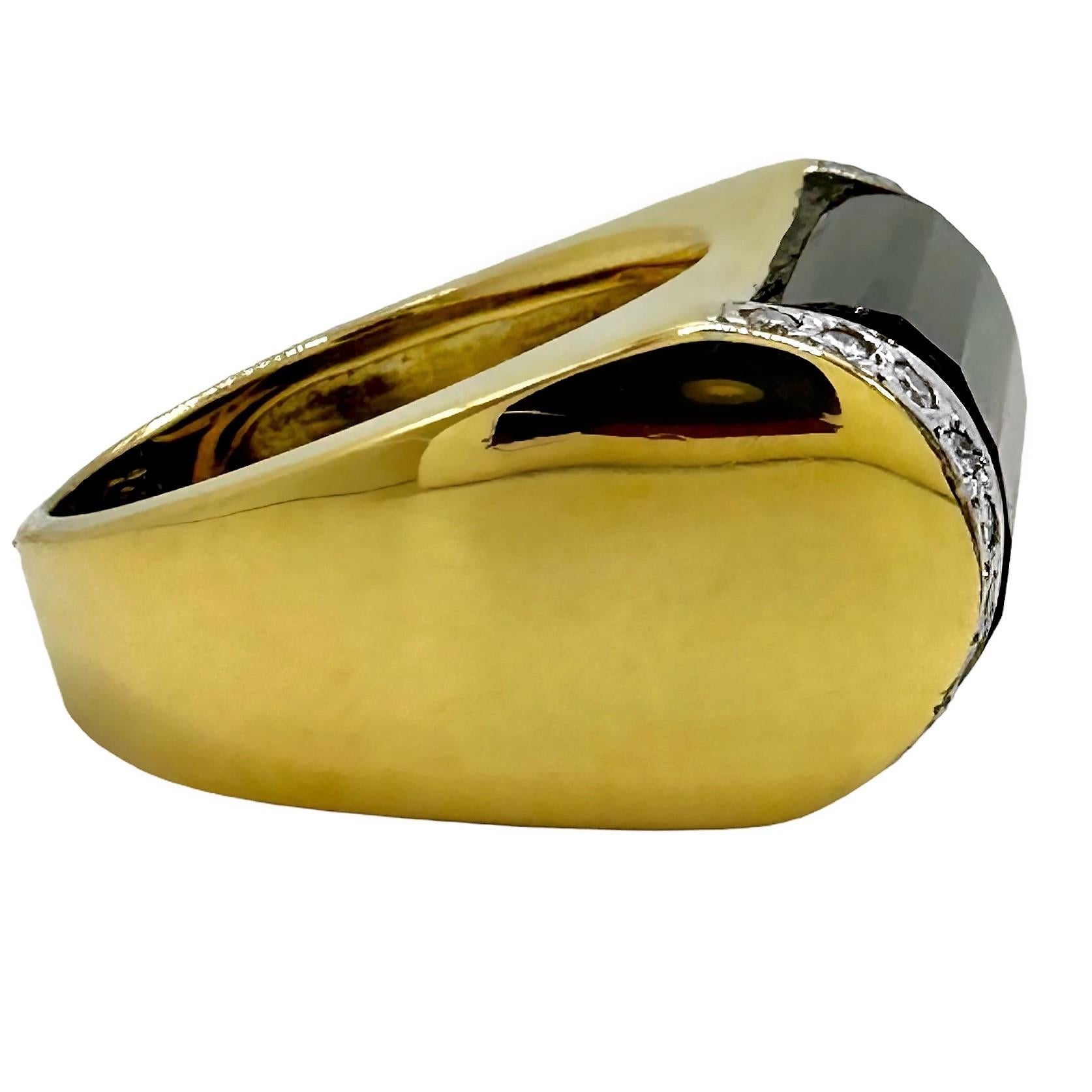 18 Karat Gelbgold, facettierter Onyx und Diamant, amerikanischer Mode-Ring (Moderne) im Angebot