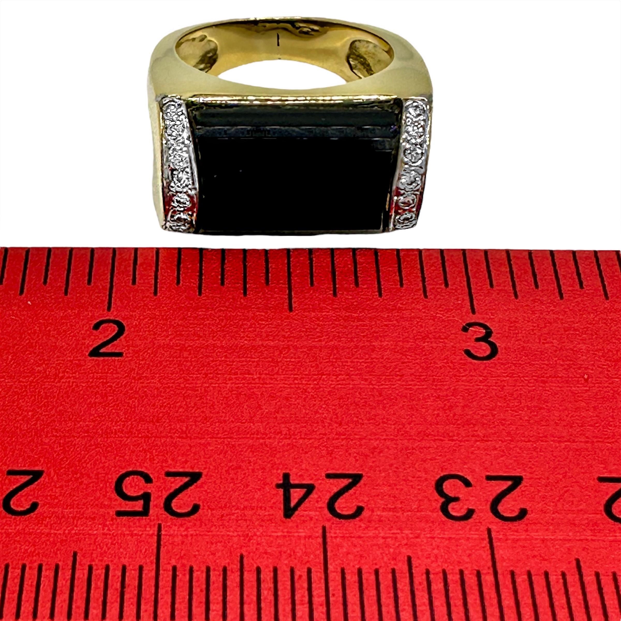 18 Karat Gelbgold, facettierter Onyx und Diamant, amerikanischer Mode-Ring im Angebot 3