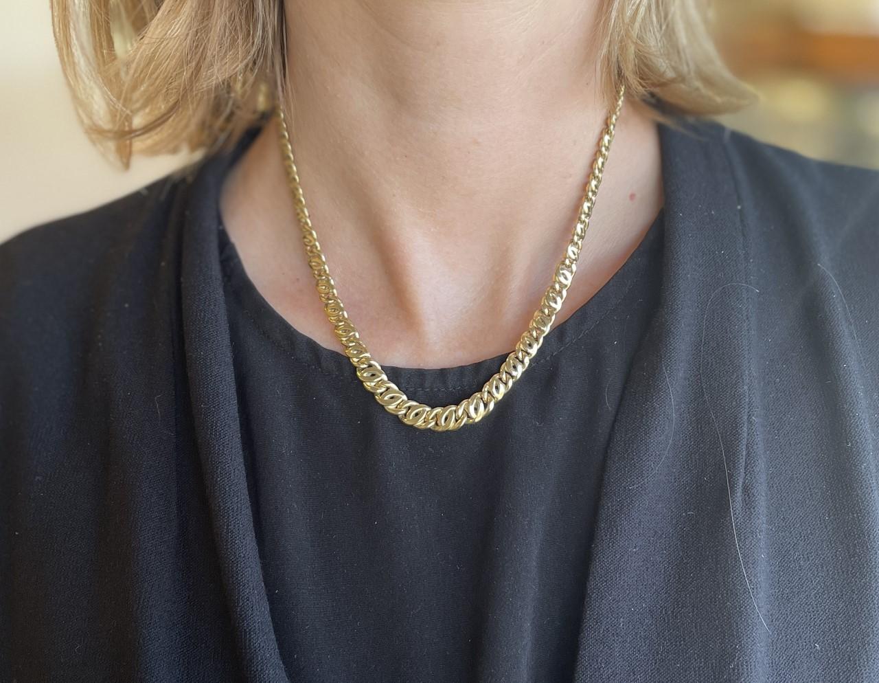 De las mujeres Collar de eslabones fantasía vintage de oro amarillo de 18k
