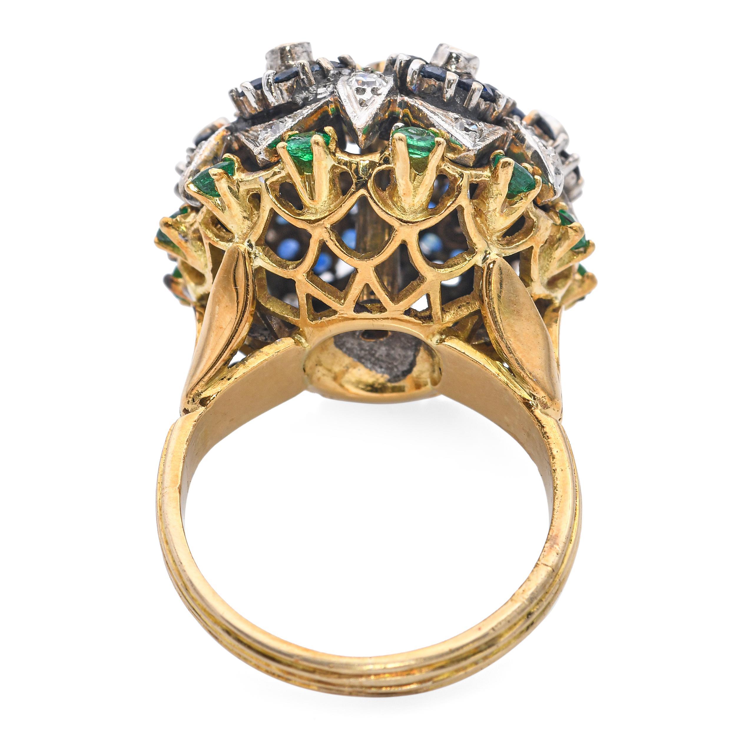 Donna Anello floreale d'epoca in oro giallo 18 ct. in vendita