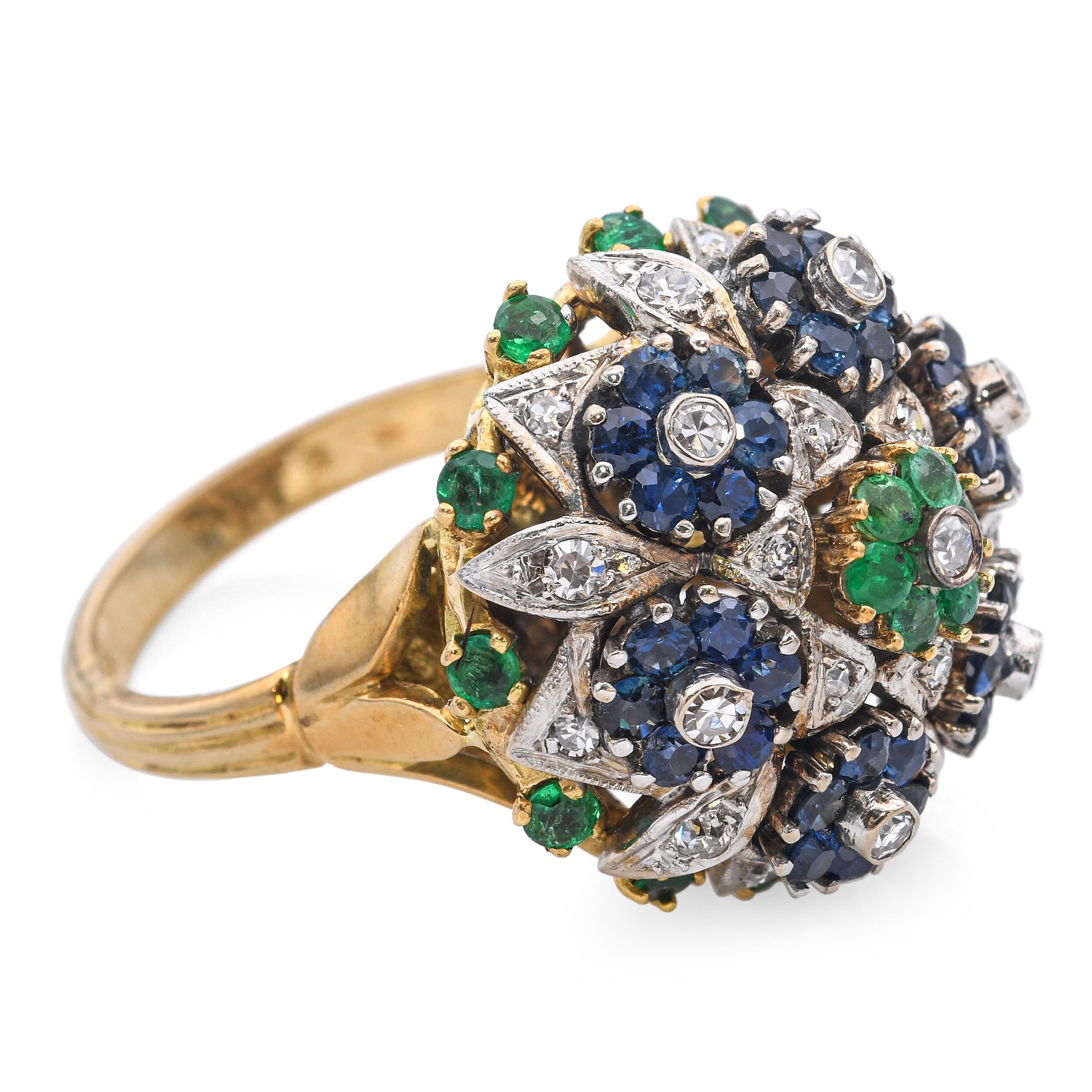 Anello floreale d'epoca in oro giallo 18 ct. in vendita 1