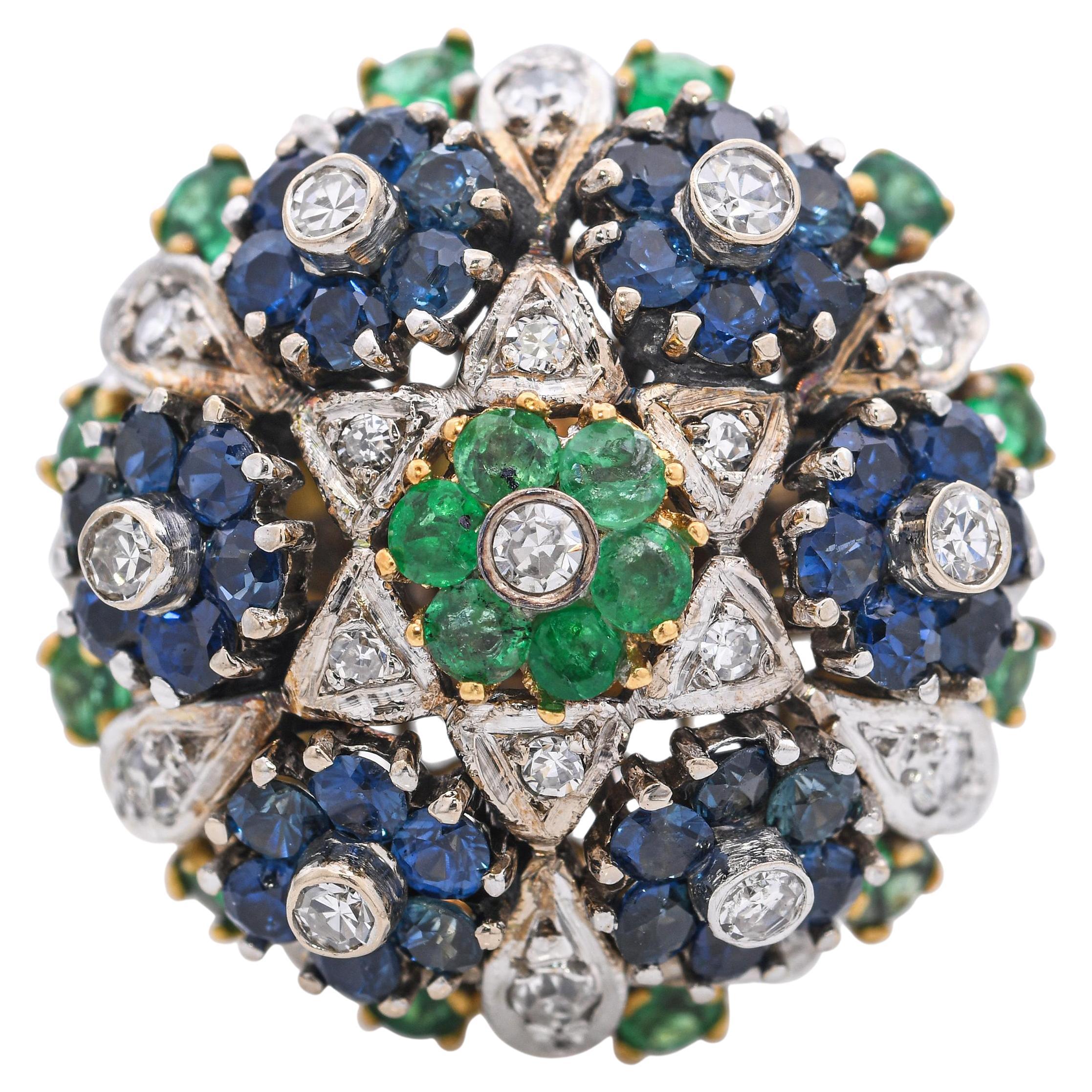 Vintage 18k Gelbgold Floral Aussage Ring