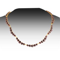 Vintage 18K Yellow Gold Garnet Necklace with Graduating Stones, Circa 1970