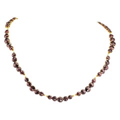 Vintage 18K Yellow Gold Garnet Necklace with Graduating Stones, Circa 1970