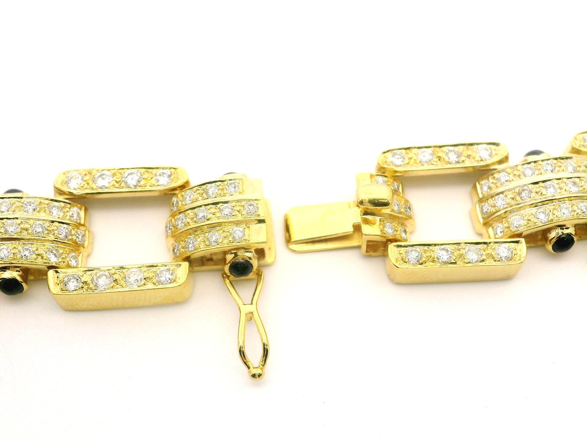 Vintage 18k Gelbgold GIA 27,5ctw Saphir & Diamant breite Erklärung Halskette im Angebot 3