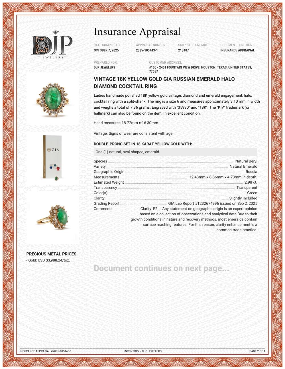 Anello cocktail d'epoca in oro giallo 18 carati con smeraldo russo GIA e diamanti a raggiera in vendita 5
