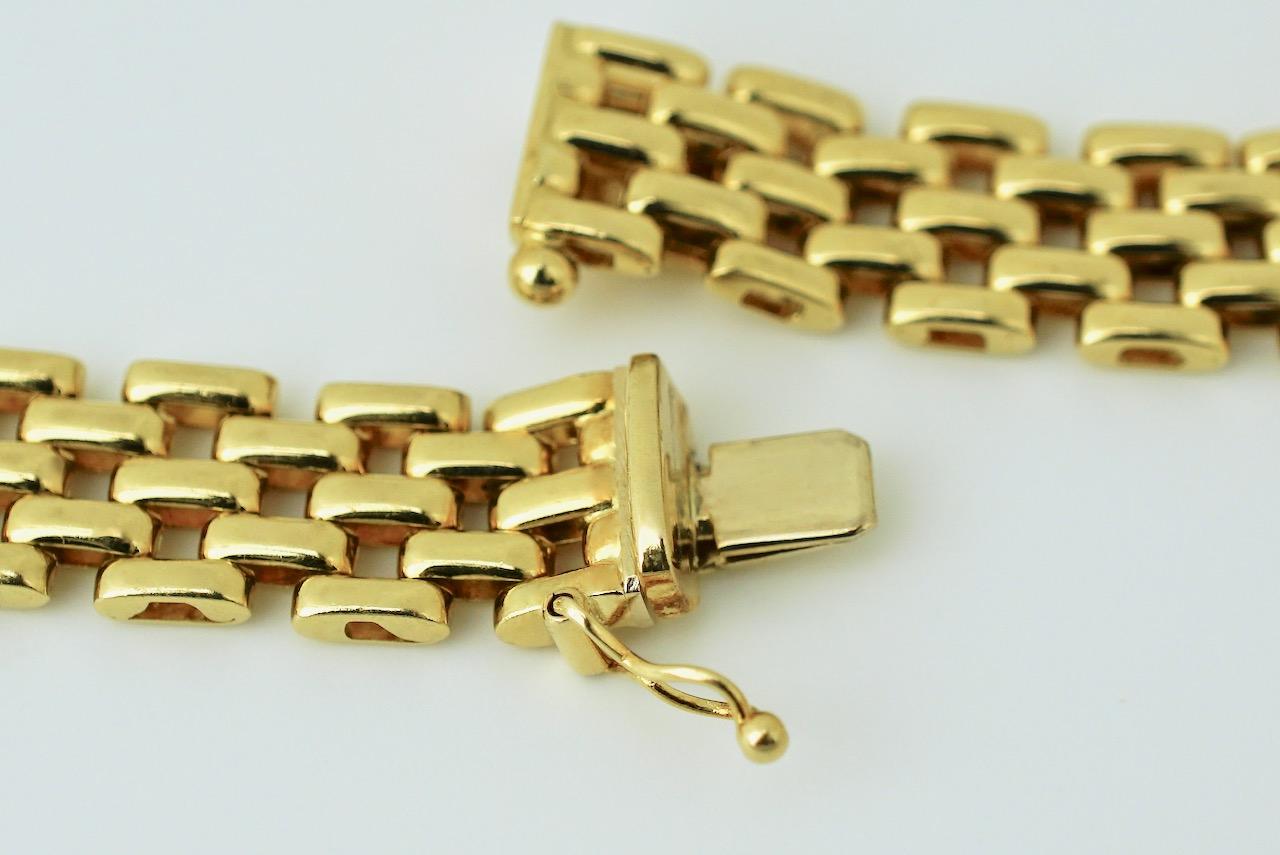 Vintage 18 Karat Yellow Gold Graduated Diamond Gate Link Necklace Collier In Good Condition In Sydney, NSW