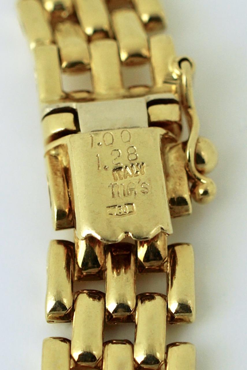 Women's Vintage 18 Karat Yellow Gold Graduated Diamond Gate Link Necklace Collier