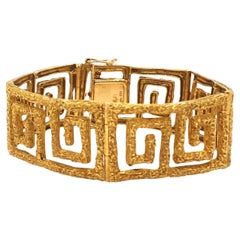Bracelet vintage en or jaune 18 carats à motif de frettes grecques