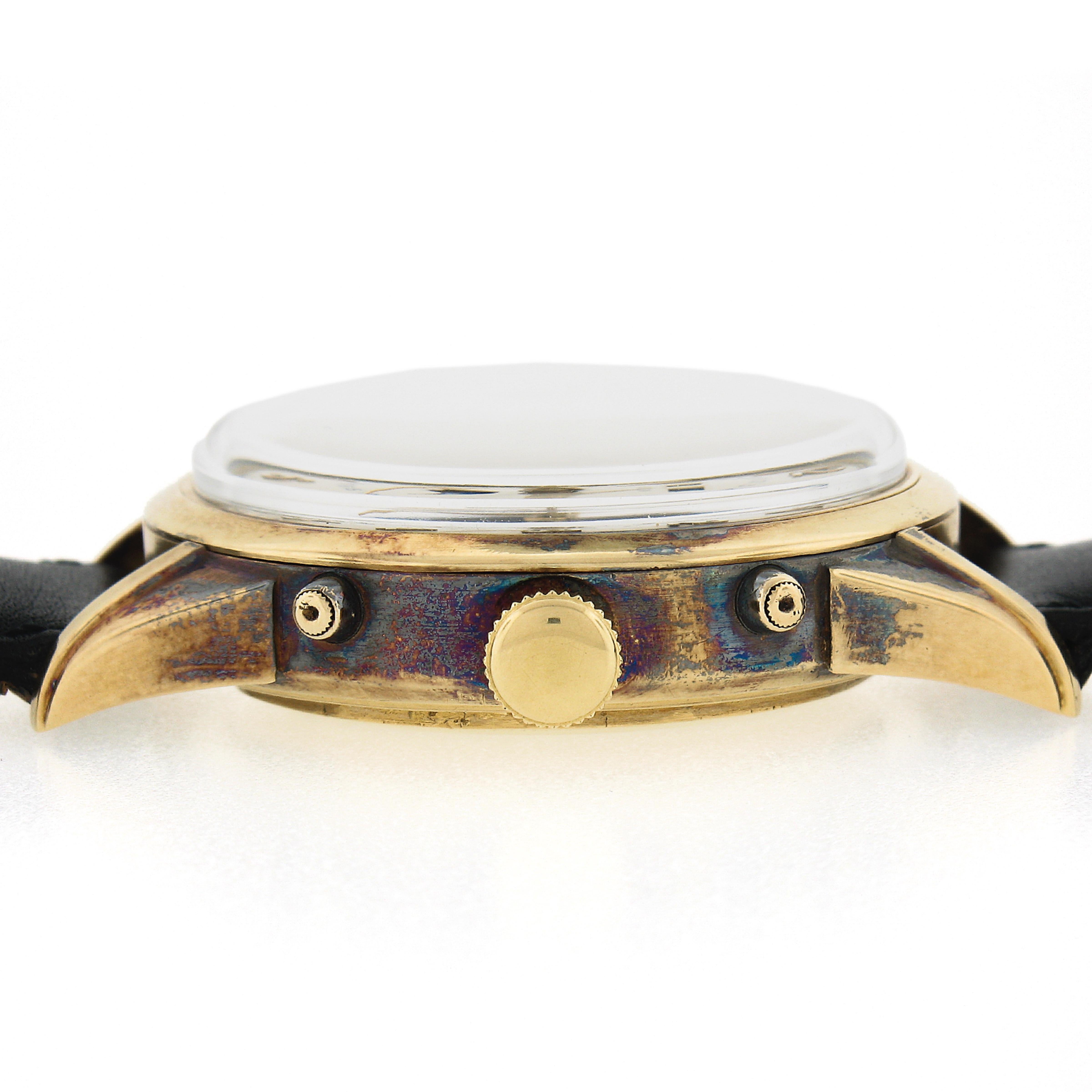 Vintage 18k Yellow Gold Gubelin Automatic Triple Calendar Moon Phase Wrist Watch In Good Condition In Montclair, NJ