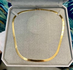 Vintage 18k Yellow Gold Herringbone Necklace