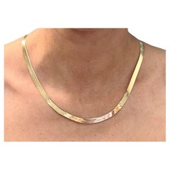 Vintage 18k Yellow Gold Herringbone Necklace