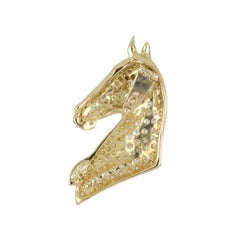 Vintage 18K Yellow Gold Horse Pendant with 6.15ct Diamonds, Circa 1980