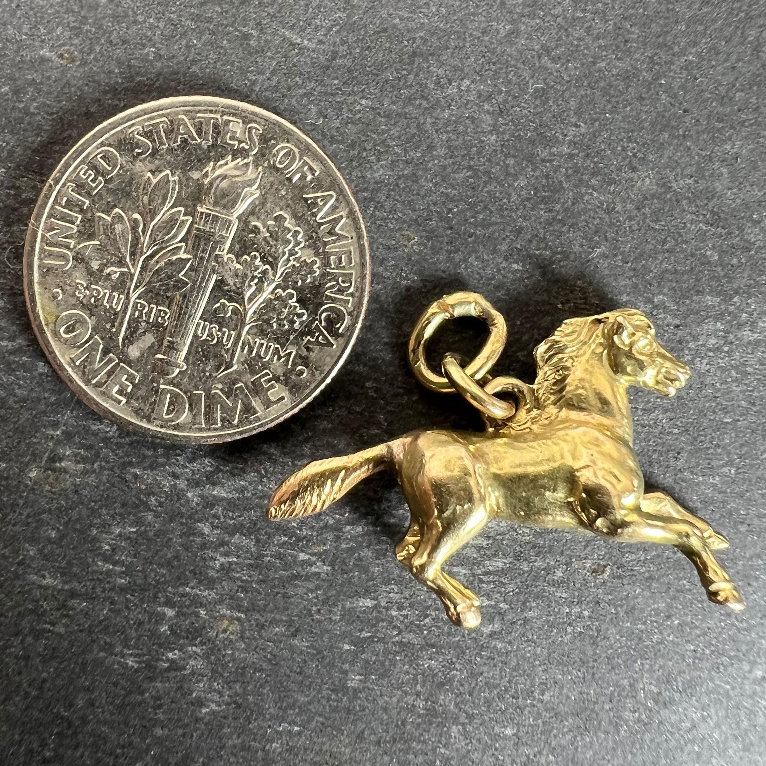 Vintage 18K Yellow Gold Horse Pony Charm Pendant en venta 6