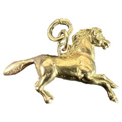 Vintage 18K Yellow Gold Horse Pony Charm Pendant