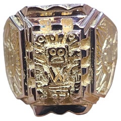 18 Karat Gelbgold Inca-inspirierter Vintage-Ring
