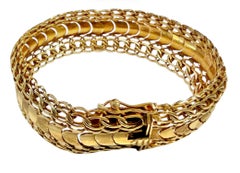 Bracciale vintage a maglia italiana in oro giallo 18 carati, metà del XX secolo