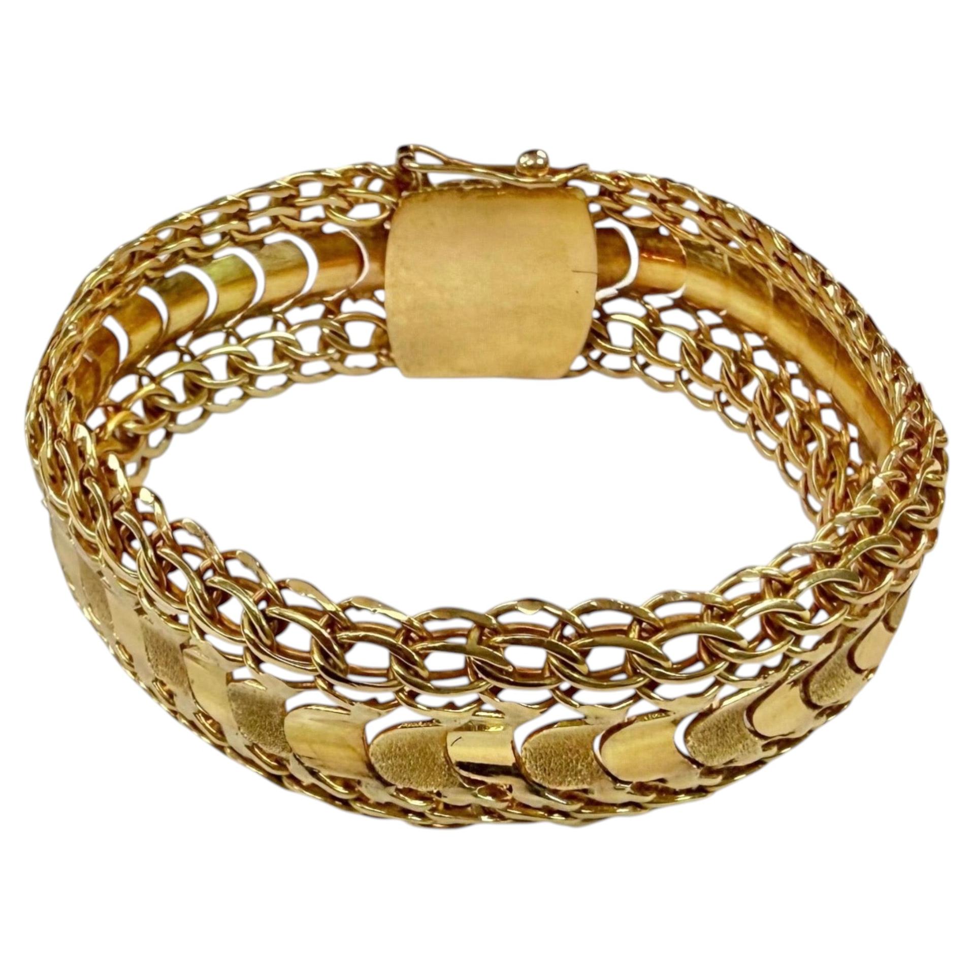 Vintage 18K Yellow Gold Italian Mesh Bracelet, Mid-20th Century
