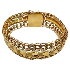 Bracciale vintage a maglia italiana in oro giallo 18 carati, metà del XX secolo