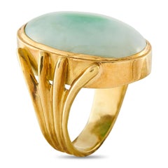 Vintage 18K Yellow Gold Jade Ring MF18-062926