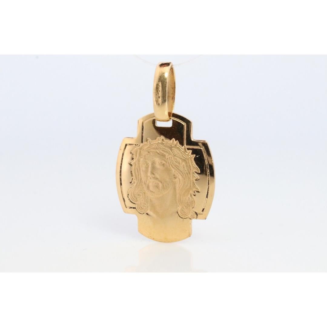 18 Karat Gelbgold Jesus-Anhänger. Bild von Jesus Christus Christus. Jesus Christus-Gesicht im Angebot 1