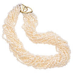 Vintage By, collana a più fili con perle Keshi in oro giallo 18K