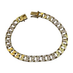 Vintage 18K Yellow Gold Ladies Heavy Diamond Curb Link Bracelet  1.50 Carat Pavé