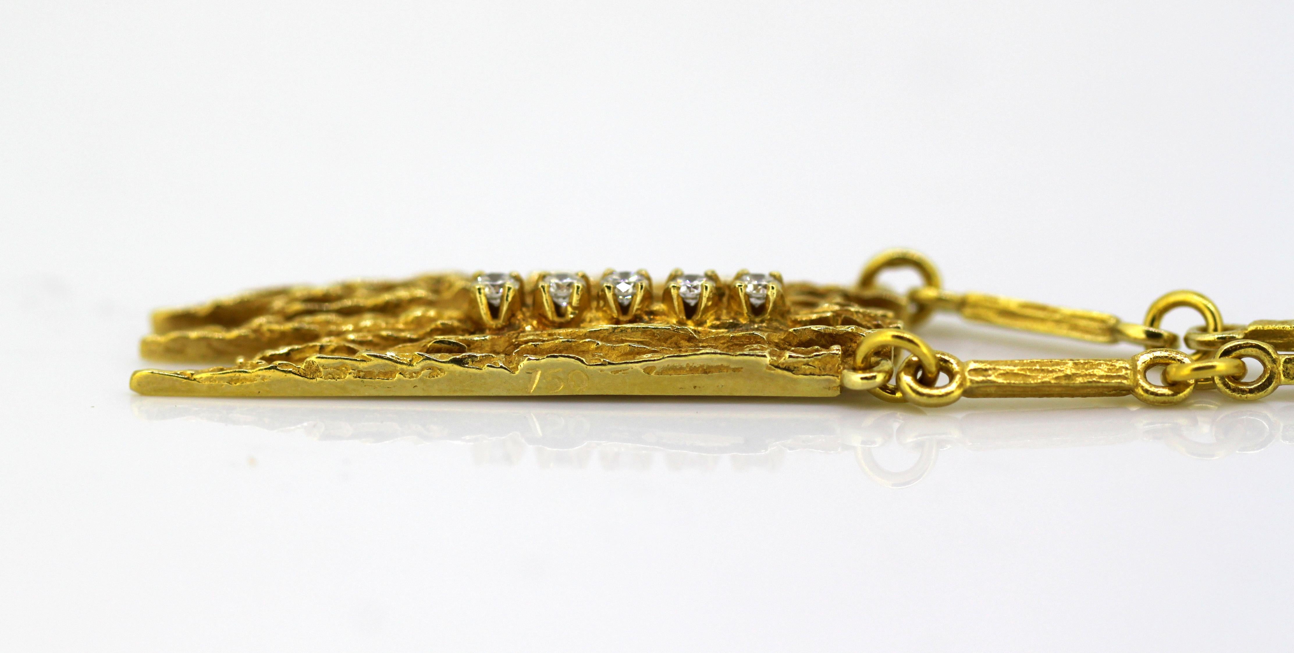 Vintage 18 Karat Yellow Gold Ladies Necklace with Pendant and Diamonds, 1970s 6