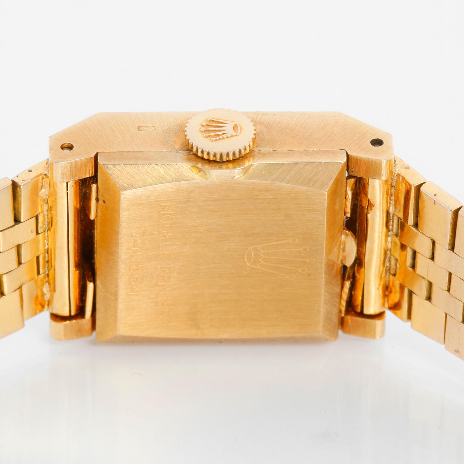 Vintage 18k Yellow Gold Ladies Square Rolex ref 9251 In Excellent Condition For Sale In Dallas, TX