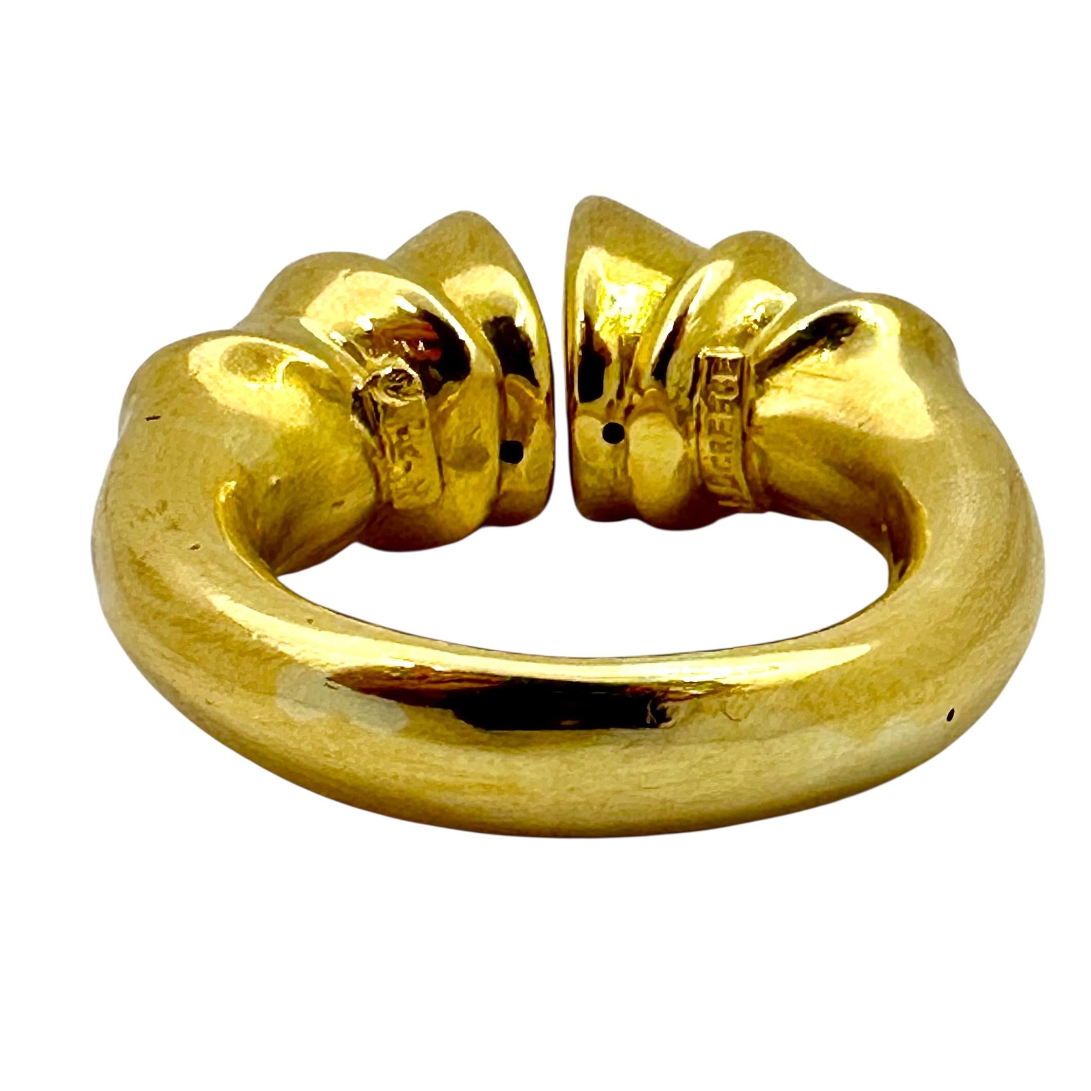 da uomo o donna Anello d'epoca in oro giallo 18 carati Lalaounis Split Front con doppio motivo a cornucopia in vendita