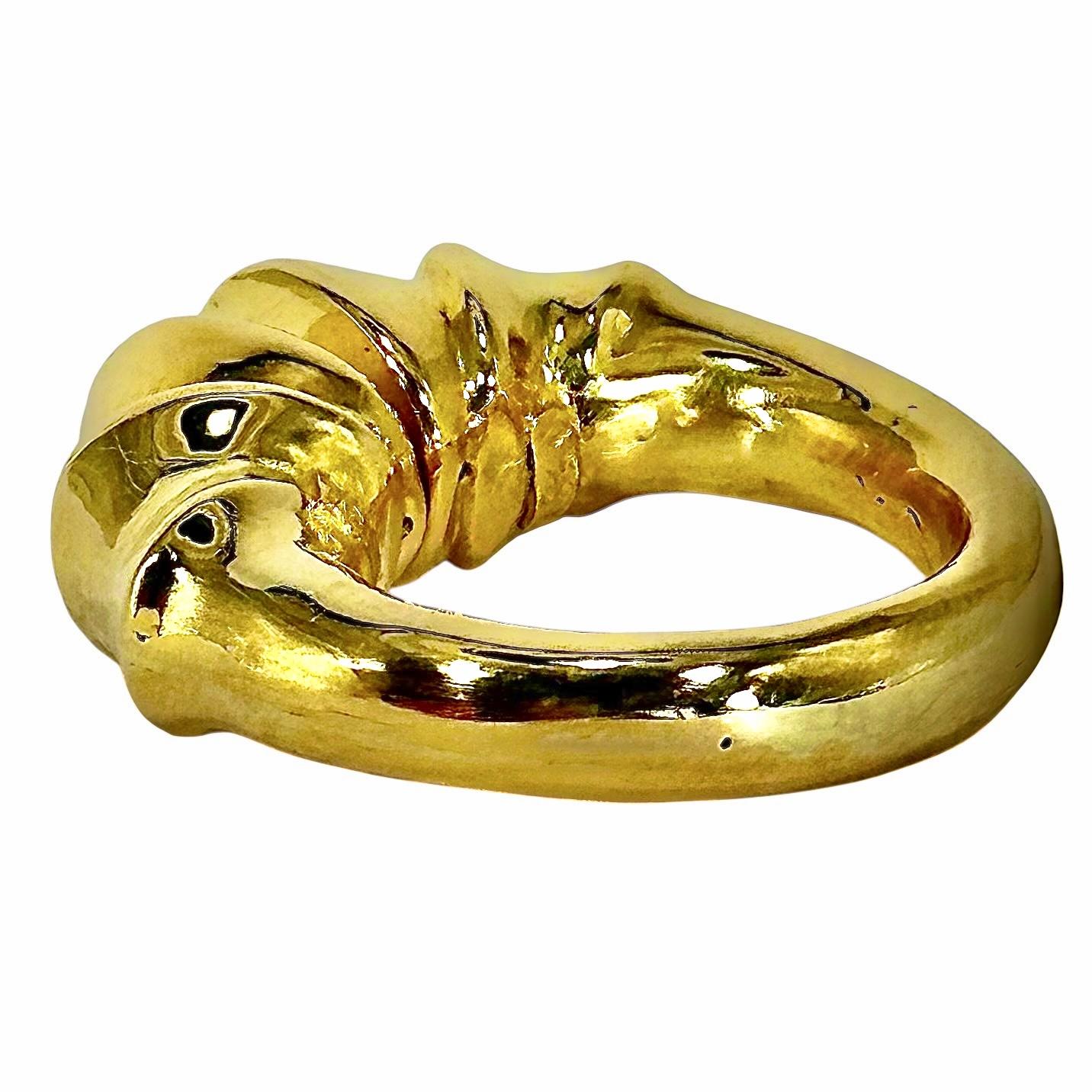 Anello d'epoca in oro giallo 18 carati Lalaounis Split Front con doppio motivo a cornucopia in vendita 1