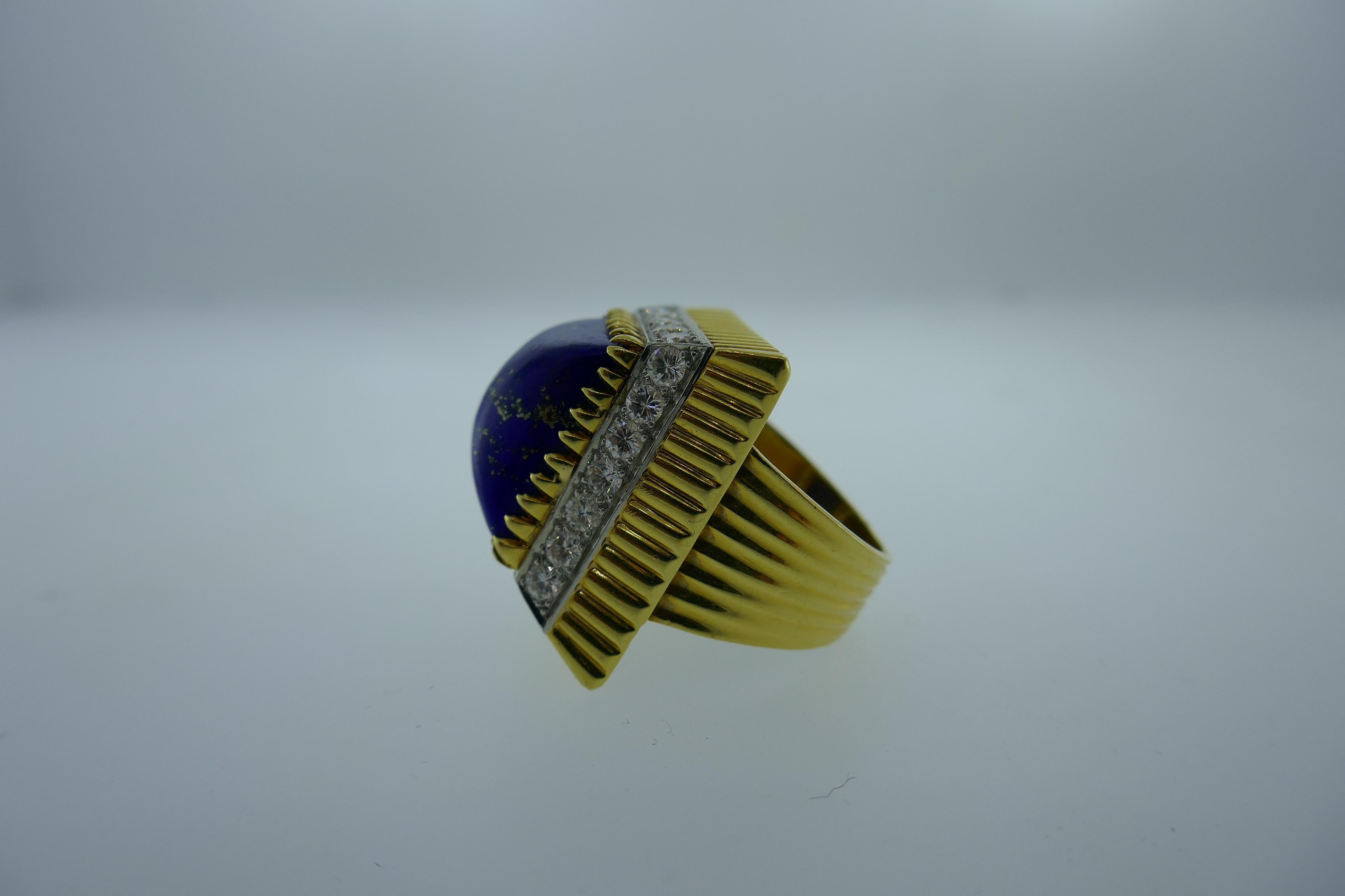 Vintage 18k Yellow Gold, Diamond & Lapis Cocktail Ring Circa 1970s



Here is your chance to purchase a beautiful and highly collectible designer engagement ring.  Truly a great piece at a great price! 



Weight: 18.4 grams



Condition: