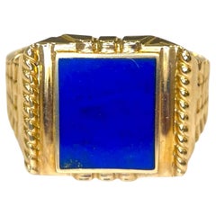 Vintage 18K Gelbgold Lapis Lazuli Signet Ring