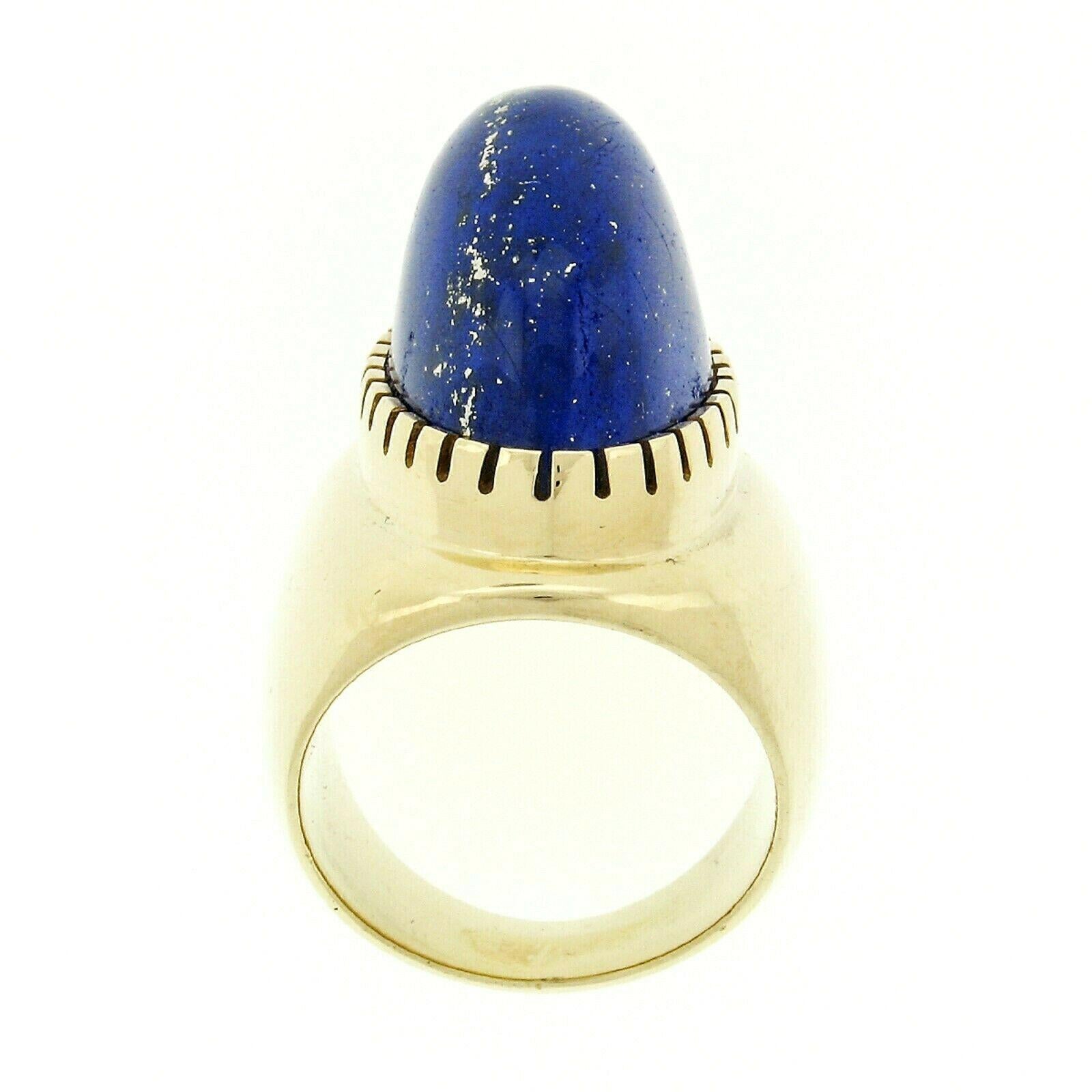Vintage 18 Karat Gold Large GIA Oval Cabochon Lapis Lazuli Wide Statement Ring 1