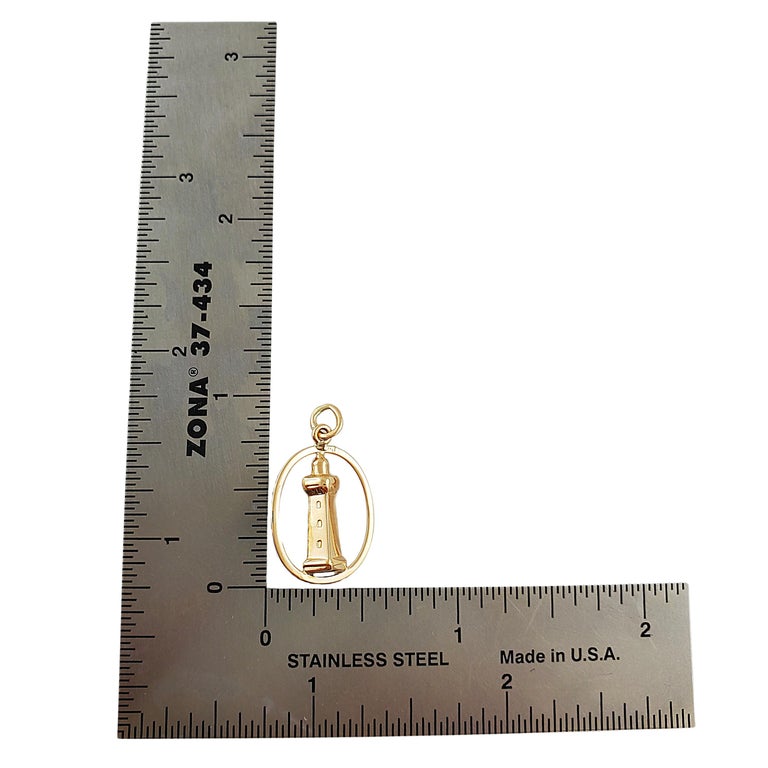 Vintage 18K Yellow Gold Light House Charm at 1stDibs