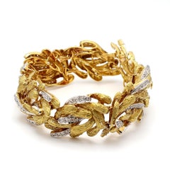 Bracelet vintage à maillons en or jaune 18 carats, serti de diamants ronds de 2 carats, pureté H-SI