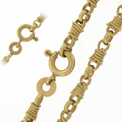 Vintage 18k Yellow Gold Long Wrapped Twisted Wire Fancy Link Chain Necklace