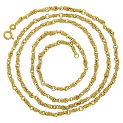 Vintage 18k Yellow Gold Long Wrapped Twisted Wire Fancy Link Chain Necklace