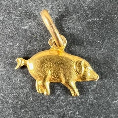 Vintage 18K Yellow Gold Lucky Pig Charm Pendant