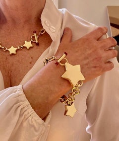 Oro amarillo de 18 quilates Circa 1980 Cadena de bolas de cornalina Pulsera italiana sin firmar