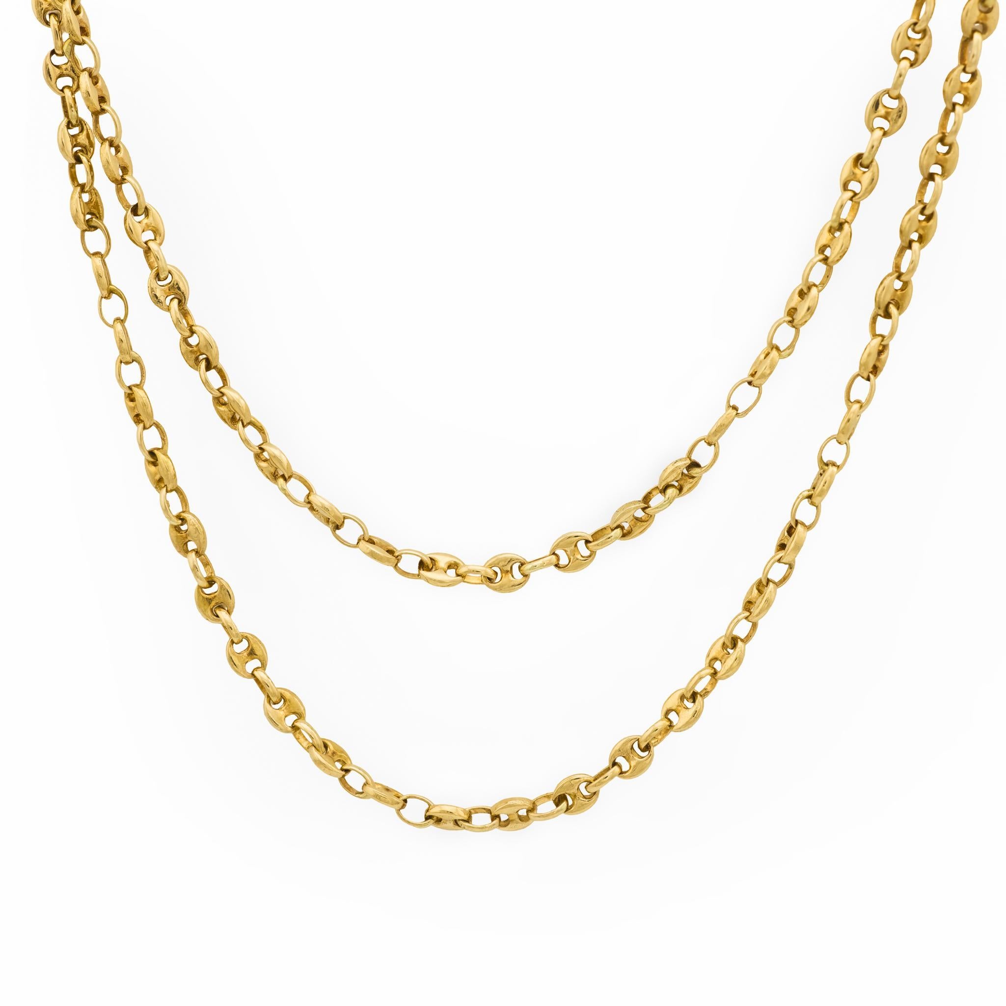 Cadena de eslabones mariner vintage de oro amarillo de 18 quilates
