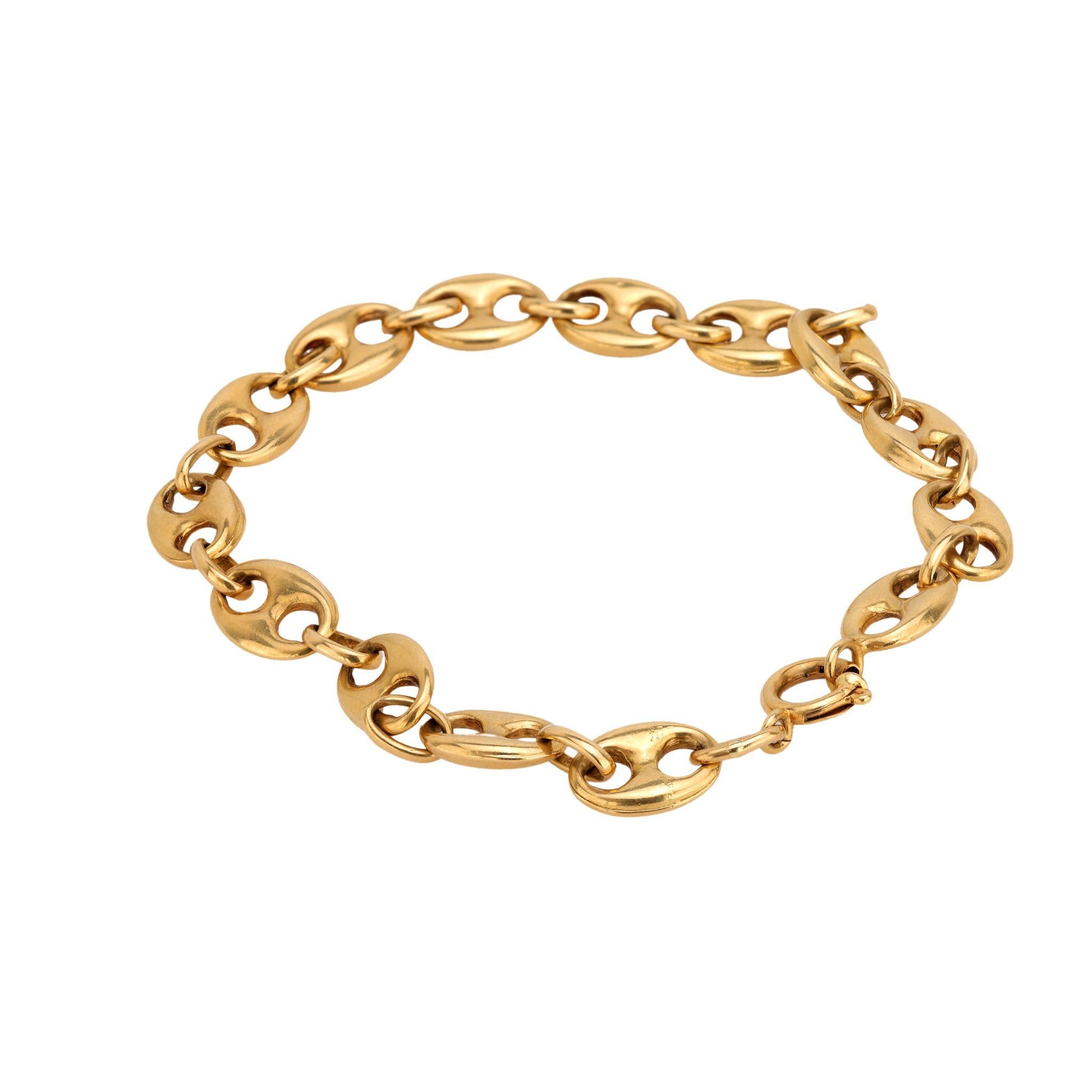 Modern Vintage 18k yellow gold mariners chain bracelet
