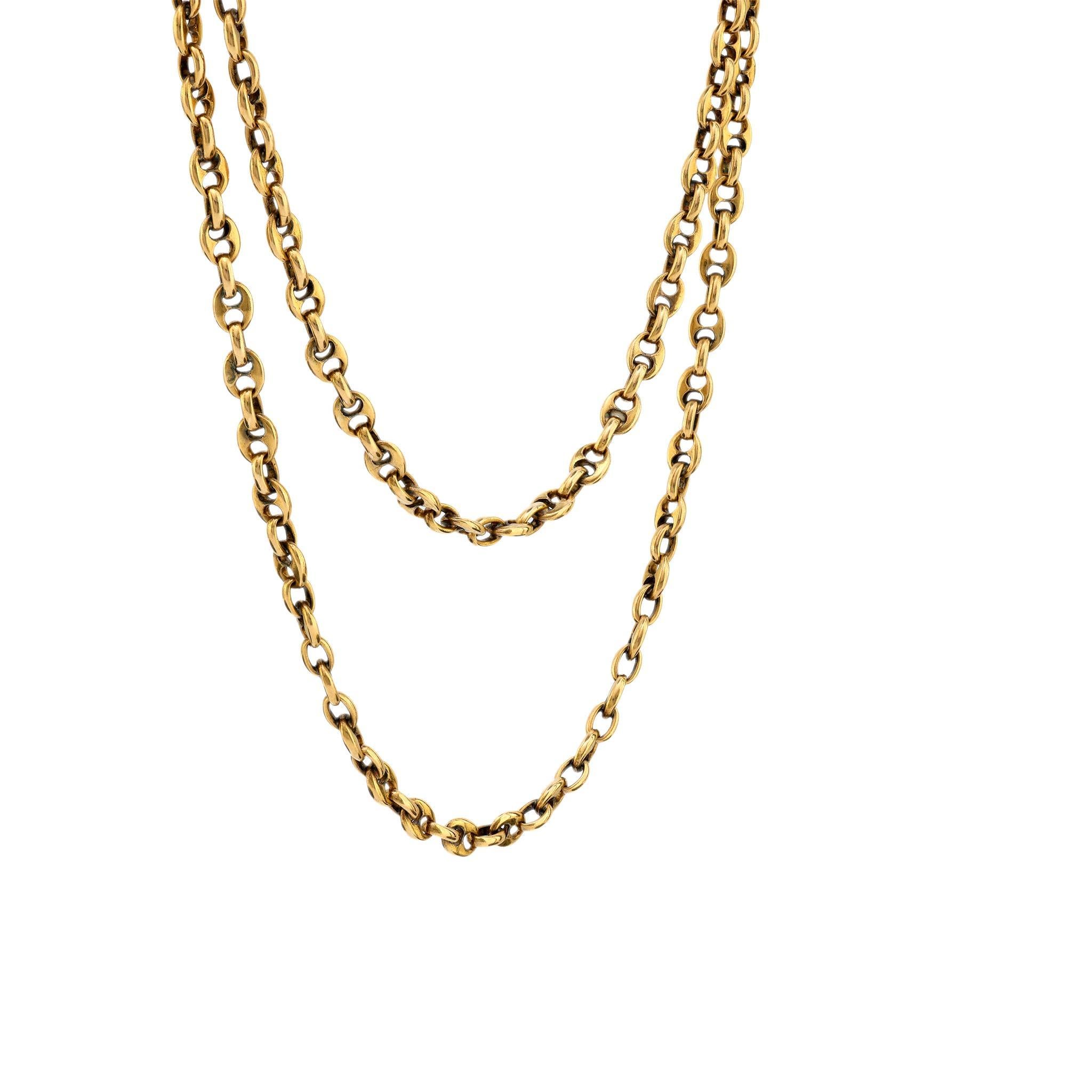 Modern Vintage 18k yellow gold mariners chain necklace